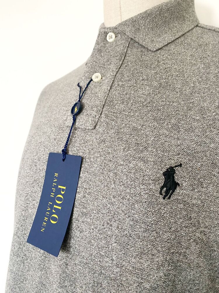 Custom Slim Fit Polo Uomo Grey Htr